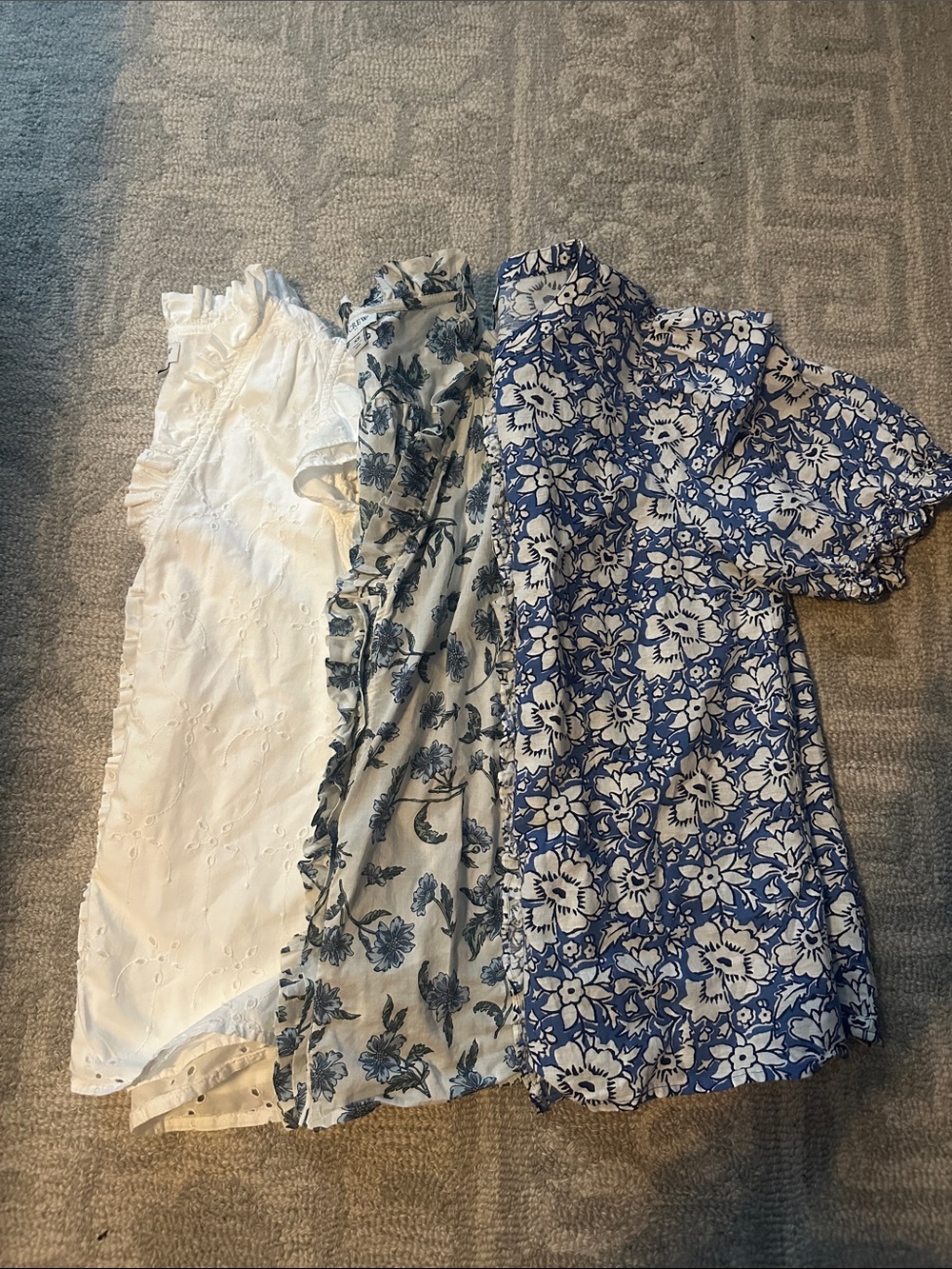 Bundle (3x) of J.Crew Cotton & Linen Blend Floral Button-Up Blouses | XS